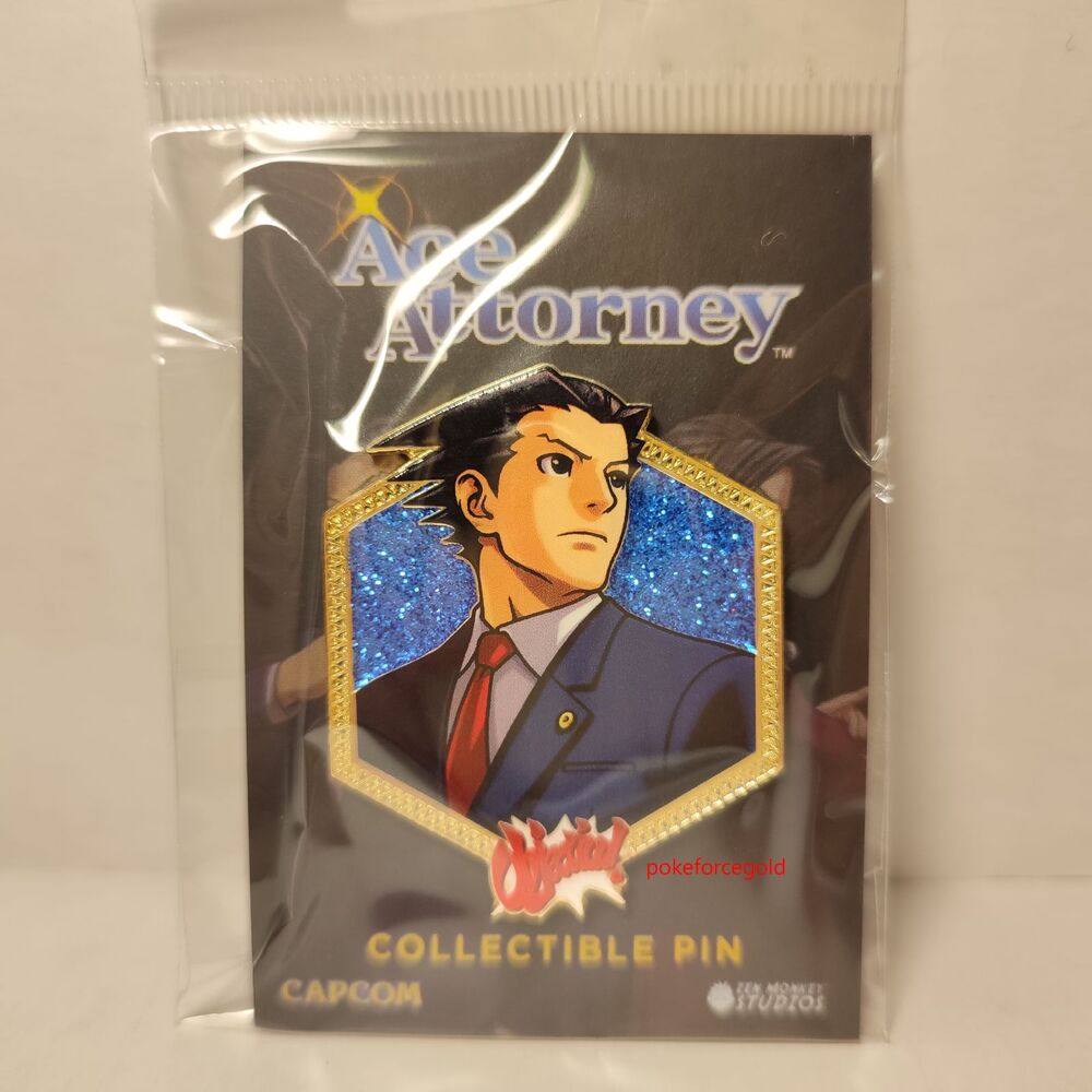 Ace Attorney Phoenix Wright Enamel Pin Official Collectible Full Color B…